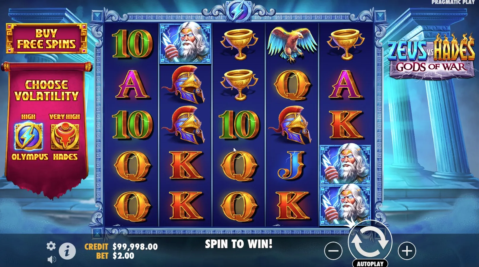 Play in Zeus vs Hades for free now |